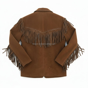 Breathable Winter Western Leather Jacket Vintage Cowboy Button Down Customizable High Street <b>Front</b> Logo <b>Men</b> - Product Image 2