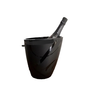 Refroidisseur de vin en métal de forme simple moderne seau à glace couleur noire élégante pour la maison hôtel restaurant et fête logo personnalisé - Product Image 1