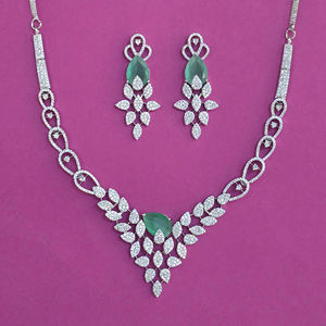Fashion Jewellery Wholesalers in India Zircon Classic Women's Necklace with <b>Rope</b> <b>Chain</b> and 2 Tone Plating for Anniversary 444010 - Product Image 1
