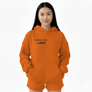 เสื้อฮู้ดดี้โอเวอร์ไซส์คุณภาพสูง ผ้าฝ้าย 100% แขนยาว สำหรับผู้หญิง ทรงหลวมไหล่ตก เหมาะสำหรับฤดูหนาว รับออกแบบ OEM - Product Image 6