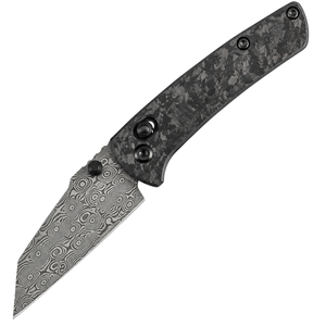 Couteaux pliants à lame style Damas avec poignée en fibre de carbone noire, clip de poche, finition premium, compact, pour un usage quotidien - Product Image 1