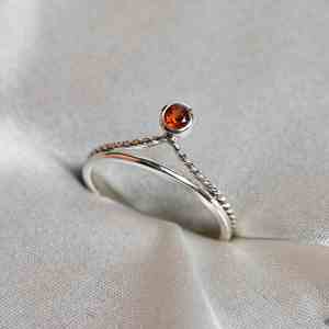 Garnet Bezel Set Luxury <b>925</b> Sterling <b>Silver</b> Handmade Gemstone <b>Ring</b> for Engagement Anniversary January Birthstone-Rose Gold - Product Image 3