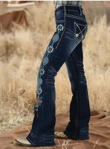 Jeans de Mezclilla de Pierna Recta para Mujer TRIBON SPORTS, Cintura Alta, Sin Elástico, Lavado a la Piedra, Rotos, Estilo Vintage, Casuales, Largos, 100% Algodón - Product Image 2