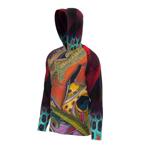 Sudadera con Capucha Color Verde Azulado para Hombre con Estampado Lateral, Secado Rápido, UPF 50, Ropa de Pesca, Sudadera - Product Image 4