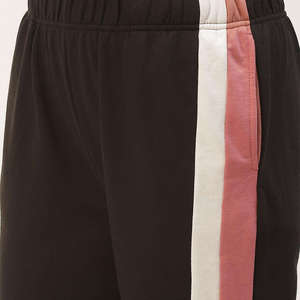 Women's Pink <b>White</b> Black Color Blocked Hooded Sweatshirt <b>Set</b> With Side Stripe Track Pants Regular Fit All Seasons Sporty Style - Product Image 4