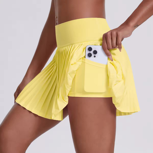 Wholesale Automated Cut Spandex Polyester yoga Skirts with Pocket Pleated Sports <b>Skort</b> <b>for</b> <b>Women</b> Gym Running Yoga Pink High - Product Image 4