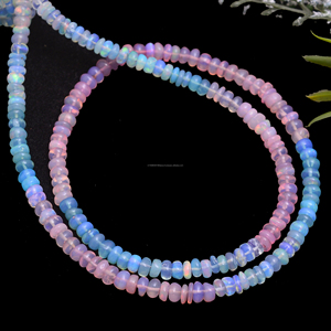 Perles d'opale éthiopienne naturelles faites à la main de 16 pouces Multi opale lisse en forme de rondelle pierre précieuse 3x3mm-5x5mm brin pour la fabrication de bijoux - Product Image 3