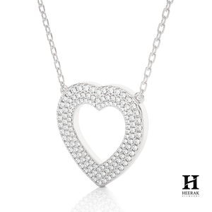 Collier pendentif cœur en or 18 carats serti de diamants, forme de cœur entièrement sertie de diamants, bijoux fins - Product Image 3