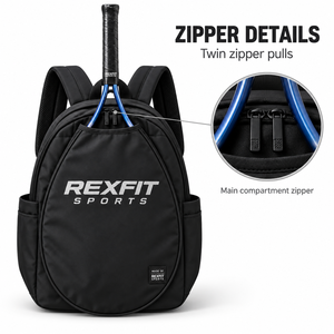 Sac à raquettes de sport REXFIT avec panneau frontal incurvé, sac de transport pour équipement sportif, fermeture éclair, sac à raquettes personnalisé - Product Image 2