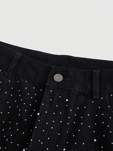 Shorts tendance surdimensionnés avec strass personnalisés, qualité supérieure, tissu 100% coton, style décontracté streetwear, unisexe - Product Image 6