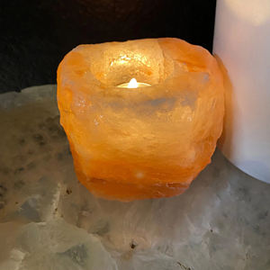 เชิงเทียนรูปหัวใจทำจากเกลือหิมาลัยสีชมพู พรีเมียม งานฝีมือธรรมชาติ รูปทรงโคมไฟ ผลิตด้วยมือในประเทศปากีสถาน - Product Image 2