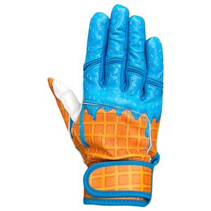 Pink Blue Leather Batting Gloves With <b>Waffle</b> <b>Cone</b> Design Hook Loop Closure Unisex Adult Training Gloves - Product Image 4