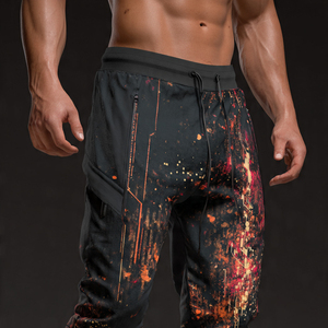 Pantalon de jogging pour homme personnalisé en sublimation, épais et respirant, avec plis sur le devant et taille à cordon – Vêtement de sport et de fitness - Product Image 5