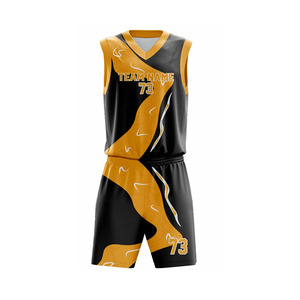 Uniforme de Baloncesto Sublimado Personalizado Negro y Dorado, Camiseta sin Mangas con Pantalones Cortos, Absorbe la Humedad, Unisex para Adultos - Product Image 3