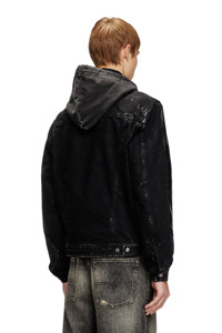<b>Men's</b> Black Hooded Bomber <b>Jacket</b> Regular Fit Windproof Zipper Front Pockets Casual Autumn Wear - Product Image 3
