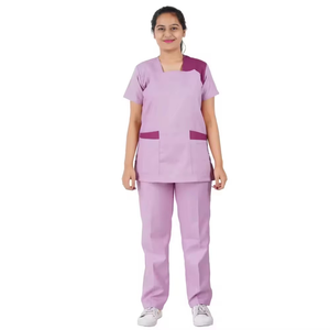 Ensemble de blouses médicales bicolores bleu clair et bleu marine, uniformes médicaux professionnels, respirants et durables, vêtements de travail pour infirmières et médecins - Product Image 5