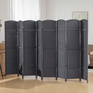 8-Panel 5.6FT Tall Traditional Folding Room Divider <b>Screen</b> Privacy <b>Screen</b> Partition for Home Office Free-<b>standing</b> Charcoal Gray - Product Image 2