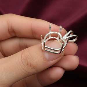 925 Sterling Silver Heart Shape 10mm Prong Pendant Setting Pre Notched Faceted Stone Semi Mount Jewelry - Product Image 3