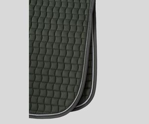 Vente en gros de tapis de selle 100% coton pour chevaux, tout usage, dressage, équitation, rembourrage doux, garniture carrée bicolore, coque en cuir, polaire - Product Image 2