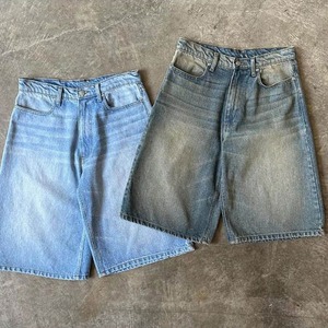 High Waist Men's Denim Shorts Light Wash Straight Leg Casual Summer Cotton Woven <b>Jeans</b> With Pockets - Product Image 1