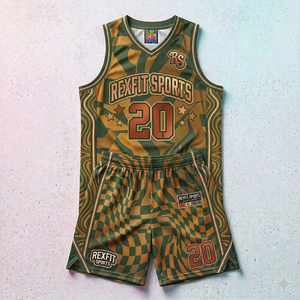 REXFIT SPORTS Kit de basketball personnalisé pour adultes, léger, séchage rapide, maillot et short 100% polyester, vêtements de sport OEM - Product Image 2