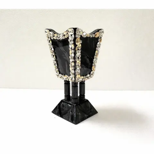 Quemador de incienso árabe de lujo Mabkhara, resina negra con quemador de incienso de cristal. - Product Image 1