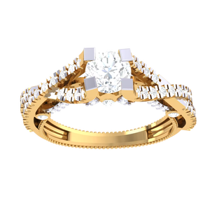 Anillo de Compromiso de Lujo con Diamante Redondo y Halo Floral en Oro - Product Image 3