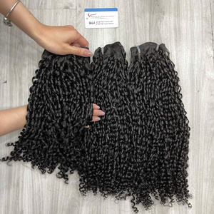 ผมต่อแบบ Pixie Curly Weft ผมแท้เวียดนาม 100% สีดำธรรมชาติ นุ่มและหนา ขายส่งจากผู้ผลิตยอดนิยม - Product Image 2