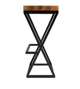 Tabouret de bar robuste en bois massif d'acacia rouge vintage, design traditionnel polyvalent pour cuisine, salle à manger, salon, centre commercial, école - Product Image 3