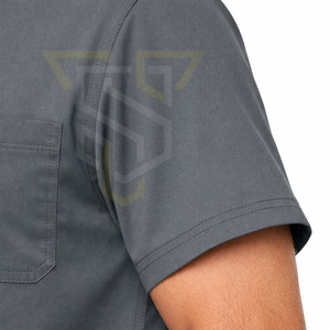 Ensemble de blouses médicales grises pour hommes, col en V, manches courtes, uniforme d'hôpital, tissu tissé en coton et polyester - Product Image 4