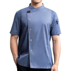 เสื้อเชฟสั่งทำพิเศษสำหรับโรงแรมร้านอาหาร เสื้อเชฟคุณภาพสูงผ้าโพลีเอสเตอร์ผสมคอตตอนสำหรับผู้ชาย เสื้อโค้ทเชฟสไตล์ใหม่ในจำนวนสั่งซื้อขั้นต่ำน้อย - Product Image 1