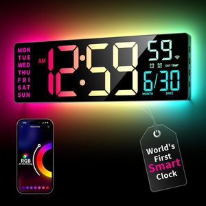 Smart <b>Digital</b> LED <b>Wall</b> <b>Clock</b> 16.5 Inch RGBIC Display App Controlled Multiple DIY Colors Music Sync Large <b>Wall</b> <b>Clock</b> - Product Image 4