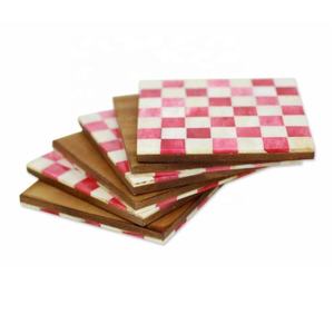 ที่รองแก้วสำหรับดื่มชากาแฟลายตารางหมากรุก4ชิ้นถาดรองแก้วสำหรับดื่มเครื่องดื่มที่รองแก้วในห้องครัวงานขึ้นบ้านใหม่มาใหม่ - Product Image 2