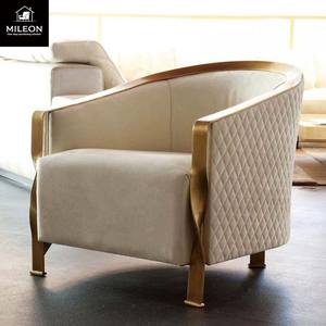 <span class=keywords><strong>Fauteuil</strong></span> de salon de luxe élégant et moderne en tissu sur mesure de haute qualité avec repose-pieds en acier inoxydable - Product Image 1