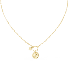 ROSE HEART&EVILEYE CHARMS <b>PENDANT</b> SET IN 18KT <b>SOLID</b> YELLOW <b>GOLD</b> FOR ENGAGEMENT PARTY VALENTINE GIFT GLAM EVENTS DAILY WEAR - Product Image 3