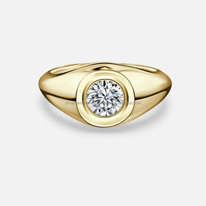 Men's 10K Solid <b>Gold</b> Plated Ring Trendy Design Personalized Bezel Setting Hidden Moissanite Engagement Anniversary Wedding Party - Product Image 1