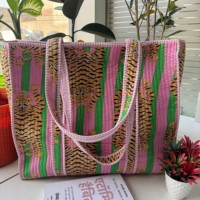 Sac fourre-tout matelassé 100 % coton indien, broderie bohème, sac à bandoulière personnalisé à imprimé floral pour le marché