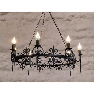 Newest <b>Vintage</b> Iron Circular Chandelier Lighting Decorations <b>Ceiling</b> Fixture With Candle Style <b>Lights</b> - Product Image 5