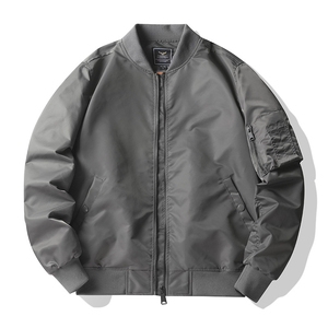 Chaqueta Bomber de Lona Azul Marino para Hombre, Cuello Alto, Cierre de Cremallera, Estilo Urbano, Invierno, Resistente al Viento, Poliéster Transpirable - Product Image 3