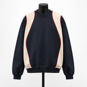 Sweat-shirt à col rond pour homme, en coton molletonné, à blocs de couleur, décontracté, streetwear, manches longues, fabrication sur mesure - Product Image 1