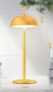 Lampe de table moderne en aluminium doré en forme de champignon pour chambre à coucher, hôtel, décoration de luxe pour la maison, occasion Diwali, qualité supérieure, exportation indienne - Product Image 3