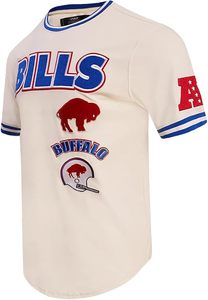 Buffalo Bills Cream T-Shirt with Blue <b>Red</b> Embroidery and Mascot Logo Machine Embroidered Durable Custom Polyester Material - Product Image 2