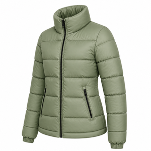 Chaqueta Bomber Acolchada Impermeable de Color Liso para Mujer, Estilo Burbuja, Cuello Alto, Manga Larga, Abrigo de Invierno con Cremallera y Relleno de Poliéster - Product Image 4