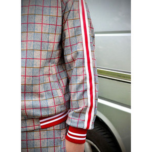 Men's Plaid Tracksuit Set Full Sleeve Zipper Casual <b>Joggers</b> With Side Pockets Breathable <b>Polyester</b> Autumn Wear - Product Image 2