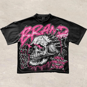 ชุดเซ็ตเสื้อยืดครอปพิมพ์ลายสกรีนแบบ DTG ทรงบ็อกซี่ สไตล์วินเทจ ล้างสีแบบแอซิด พร้อมกางเกงขาสั้น ชุดเซ็ต 2 ชิ้น สำหรับฤดูร้อน รับสกรีนโลโก้ ขายส่ง - Product Image 2