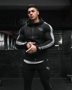 เสื้อฮู้ดกันหนาวปักโลโก้สำหรับผู้ชาย,ชุดออกกำลังกายแบบมีเชือกหูรูดสำหรับเข้ายิมมีฮู้ดตรงโรงงาน - Product Image 2