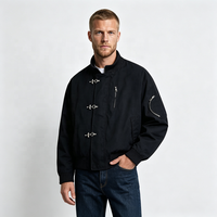 Blouson Bomber Vintage Personnalisé avec Fermeture à Crochets et Fermeture Éclair sur le Devant, 100% Coton, Multi-Poches, Coupe Ample et Carrée, Style Pompier, Vente en Gros, OEM