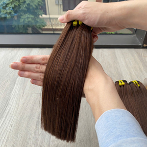 Cheveux humains bruns avec mèches blondes, lisses comme des baguettes, naturels, en gros, de haute qualité, bruts, 100% cheveux humains - Product Image 2