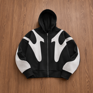 <b>White</b> Green Blue Color Block Zip Up Hoodie Unisex Panelled Cotton French Terry Full Zipper Hooded <b>Sweatshirt</b> Sporty - Product Image 3