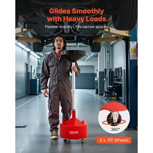 Serbatoio di scarico olio esausto regolabile da 8 galloni con ruote portatili, serbatoio industriale per lo scarico di fluidi per riparazioni auto con altezza imbuto regolabile - Product Image 4